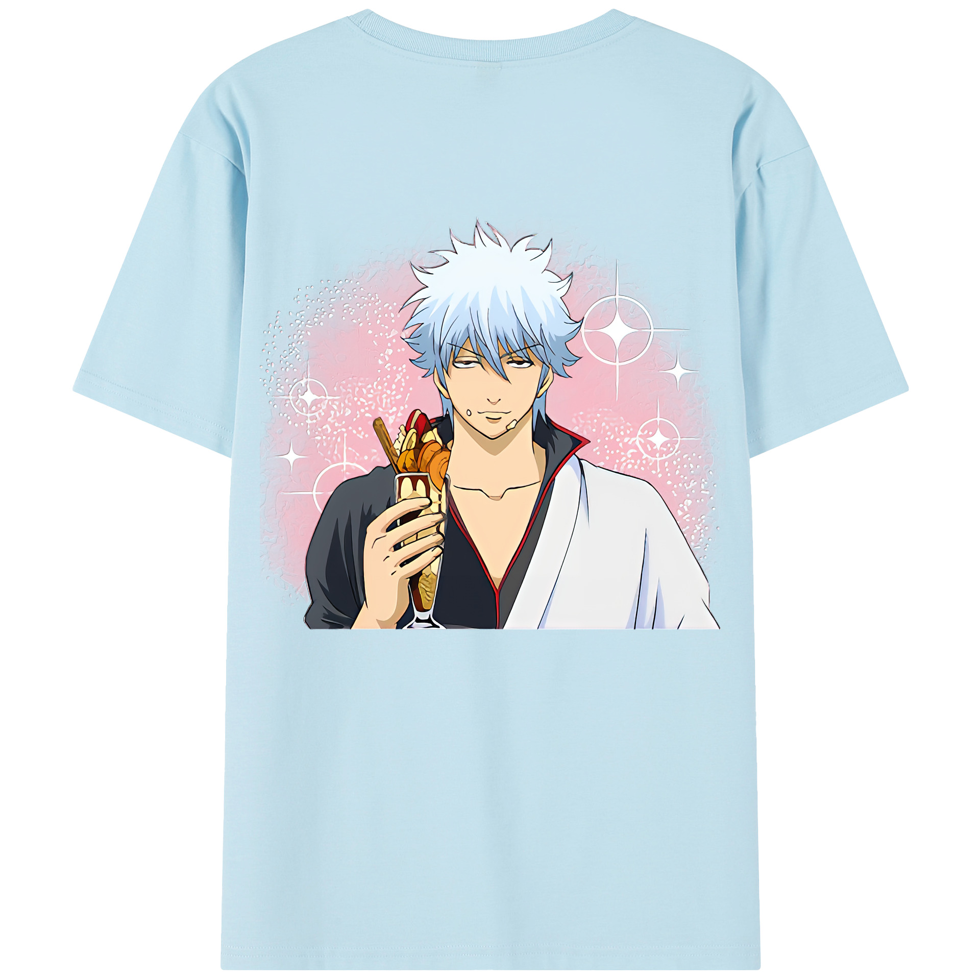 （画像用） ぎんたま 坂田銀時（さかたぎんとき） 神楽 志村新八（しむら しんぱち） GINTAMA Sakata Gintoki Kagura Shimura Shinpachi 綿100％半袖Tシャツ（背面プリント）